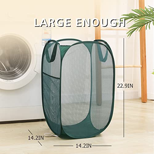 Sturdy Mesh Laundry Hamper Basket Bag (Emerald / Pop Vertical)