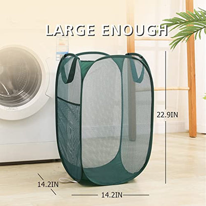 Sturdy Mesh Laundry Hamper Basket Bag (Grey / Pop Vertical)