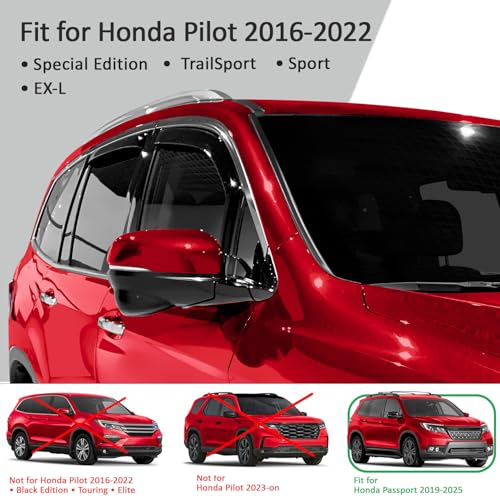 in Channel Extra Durable Rain Guards for Honda Pilot 2016 (For Pilot 16-22)