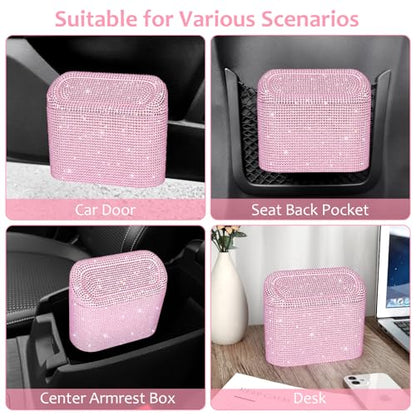 Bling Car Trash Can with Lid (Light Pink/Light Pink Rhinestone)