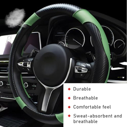 Car Steering Wheel Cover (Green, With Lining)