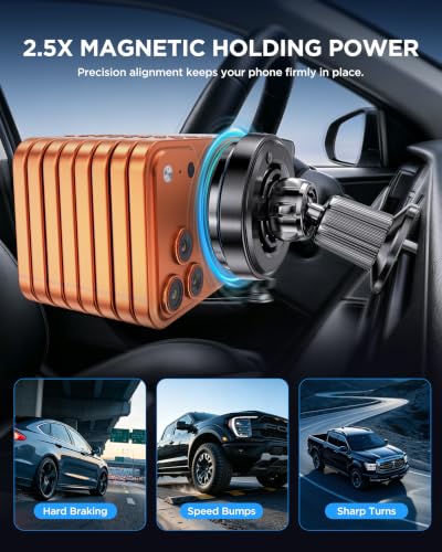 Qi2.2 25W Certified for Mag Safe Car Mount Charger (Black)