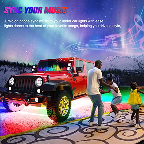 4PCS RGB LED Underglow Lights Strip with APP & Remote Control (4Pcs Underglow Light Strip w/Remote+APP)