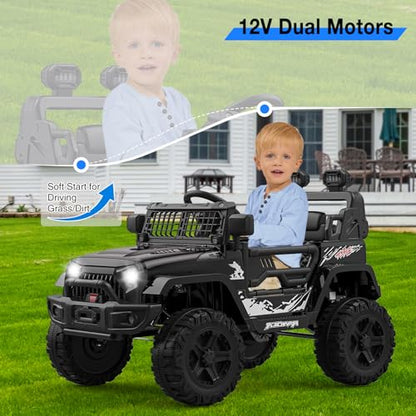 12V Kids Electric Ride On Truck Car w (Black)