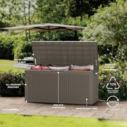 320 Gallon Outdoor Storage Box Patio Deck Box Waterproof (Grey / 320 Gallon)