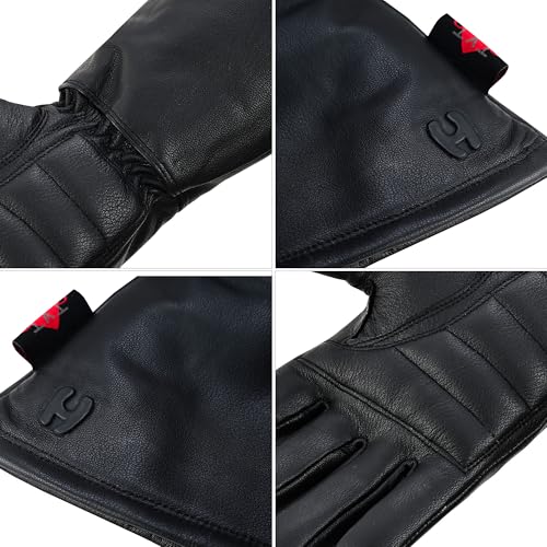 Hugger Women’s Classic Motorcycle Glove Seasonal Wind Stopper Lined Gauntlet (Black / X-Small)