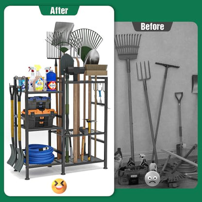 Garden Tool Organizer with Large Hooks (29.5"W*11.8"D*31.1"H)