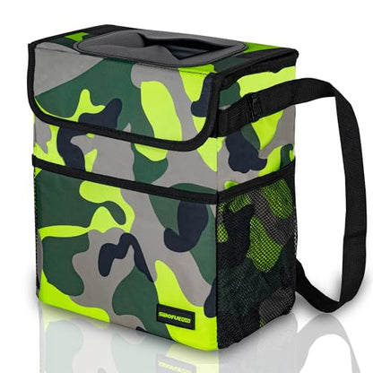 Cute Car Trash Can with Lid (Green Camo / 2 Gallons)