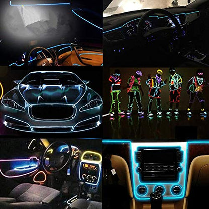 El Wire Neon Light Car Interior LED Lights (White / 5m)