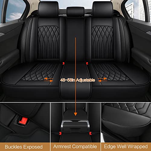 Leather Car Seat Covers Full Set (BLACK LINE / FULL SET)