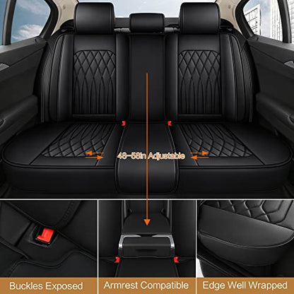 Leather Car Seat Covers Full Set (BLACK LINE / FULL SET)