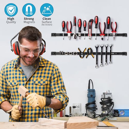 6 Pieces 24" Magnetic Tool Holder Strip (Black 6PC / 24")