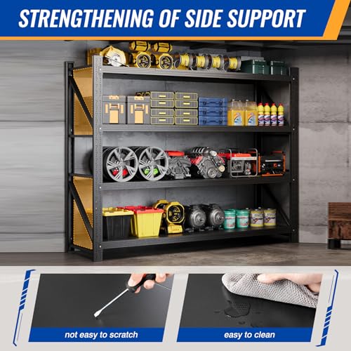 78.8" W Heavy Duty Garage Shelves 7000lbs Garage Metal Shelving Adjustable Storage Shelves for Industrial (Black / 78.8" W X 24" D X 78.8" H)