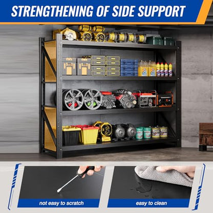78.8" W Heavy Duty Garage Shelves 7000lbs Garage Metal Shelving Adjustable Storage Shelves for Industrial (Black / 78.8" W X 24" D X 78.8" H)