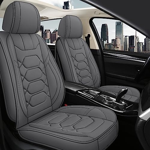 Leather Car Seat Covers Front Pair (GRAY / FRONT SET)