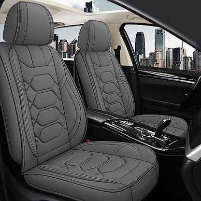 Leather Car Seat Covers Front Pair (GRAY / FRONT SET)