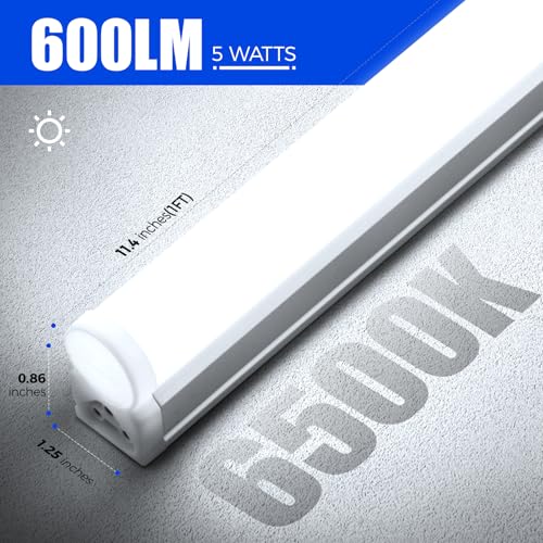 LED T5 Integrated Single Fixture 1FT (6500k Super Bright White / 1 Foot)