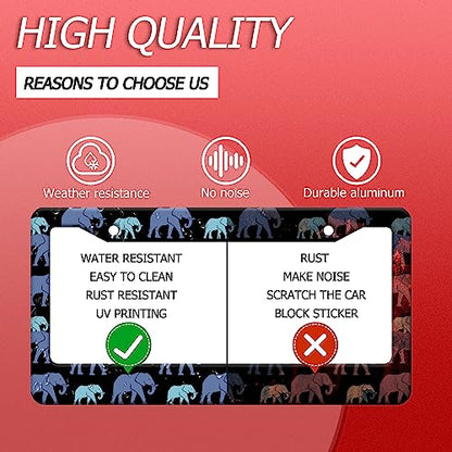 Blue Elephant License Plate Frame Stainless Steel Car Accessory 6.3x12.3In (Elephant)