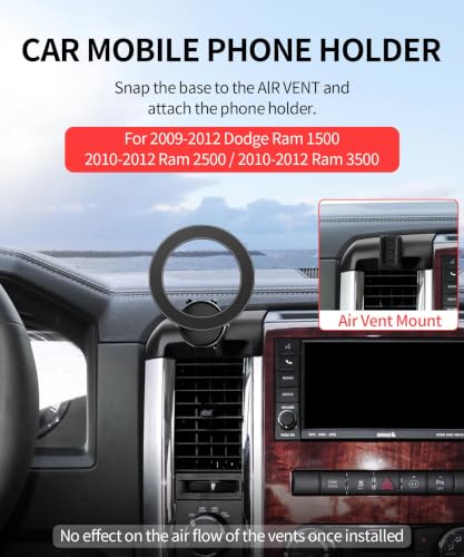 Car Phone Holder for Dodge Ram 1500 2009 (for 2009-2012 Ram 1500 & 2010-2012 Ram 2500 3500)