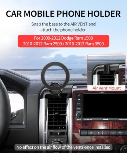 Car Phone Holder for Dodge Ram 1500 2009 (for 2009-2012 Ram 1500 & 2010-2012 Ram 2500 3500)