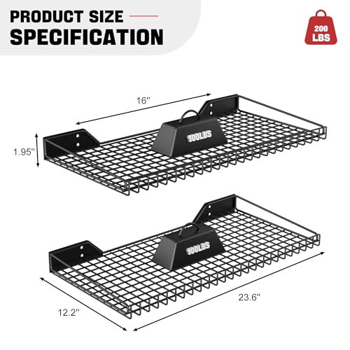 Wall Mounted Storage Shelf for Garage (Black)
