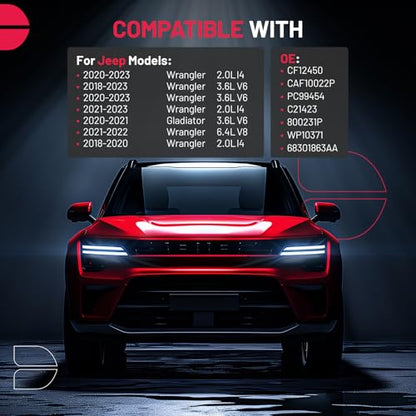 Cabin Air Filter CF12450 Compatible with Jeep Wrangler 2018 2019 2020 2021 2022 2023 (8.1" x 9.6" x 0.9" / CF12450)