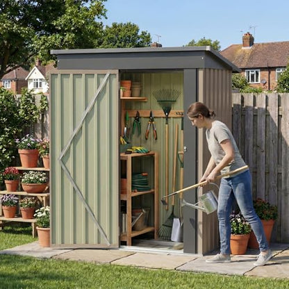 5x3 FT Outdoor Storage Shed with Floor Frame (Brown / 5x3 FT)