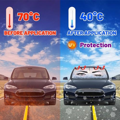 Hello Girl Gorgeous Eyelash Car Windshield Sun Shade Umbrella Automotive Windshield Sunshade Foldable Front Car Accessories Interior Decor to Keep Vehicle Cool for Most Vehicles 57'' X 30'' (57'' X 30'' / style-AB19)