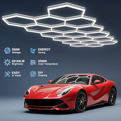 Hexagon Garage Lights (18-Girds / Non-Dimmable)