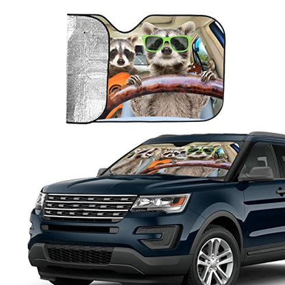 Raccoon Driving Car Windshield Sunshade Front Window Sun Visor Protector Foldable Shield Cover for Truck SUV (Black9 / Small)
