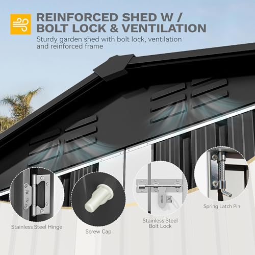 7'x5' Large Metal Outdoor Storage Shed