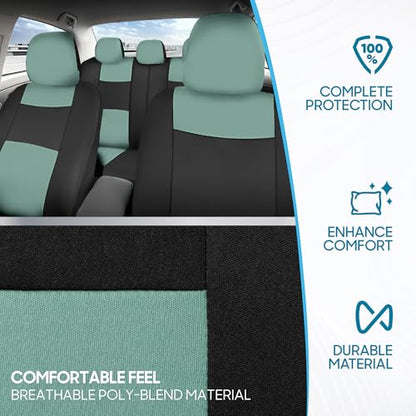 PolyPro Car Seat Covers Full Set in Mint on Black (Mint)