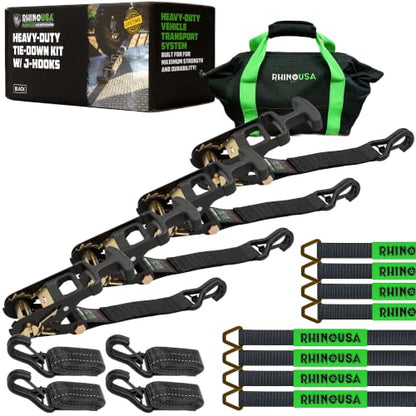 Car Hauler Tie Down Straps (Black / J-Hook)