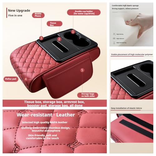 Center Console Cover Organizer (Grid / Beige)