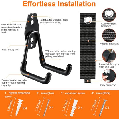 Garage Hooks Heavy Duty (7.7inch U Hook / Black Large U Hook)