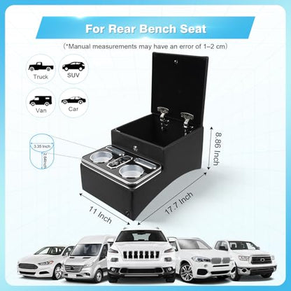Center Console Universal Front Bench Car Seat Locking Organizer with USB (Locking light Center Consoles)