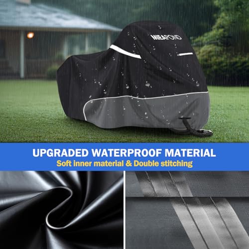 Motorcycle Cover for Harley Davidson Touring Waterproof Heavy Duty (108"-Touring)