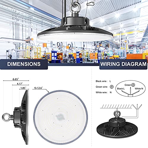 150W UFO-LED-High-Bay-Light, UL Listed 5000K Daylight 21000LM, 0-10V Dimmable LED High Bay Lights, IP65 Waterproof Commercial Bay Lighting Fixture AC100-277V for Warehouse(1 Pack) (150W)