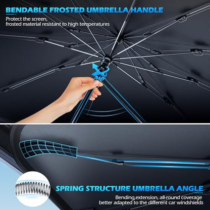 2026 Upgrade] FLORICH Windshield Sunshade Umbrella Foldable Car Windshield Sun Shade Cover (Large(61" L x 33" W))