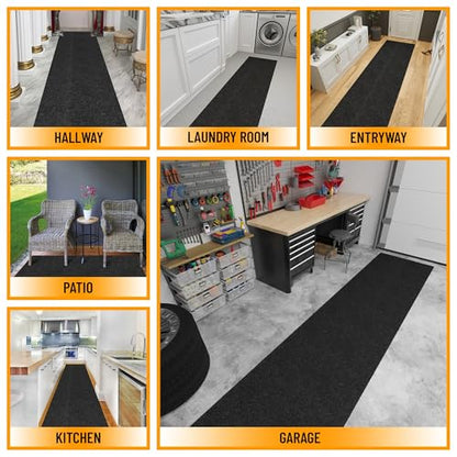 2x22 Commercial Floor Mat Heavy Duty High Traffic Utility Carpet (Black Hobnail / 2' x 22' (Runner))