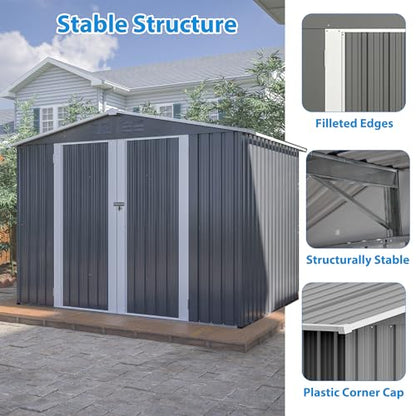 Metal Outdoor Storage Shed (Light Gray / 8x6 Ft)