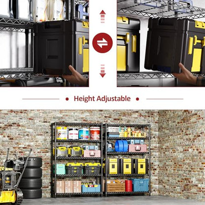 1750 LBS Garage Shelving Wide Storage Shelves Metal Shelves Heavy Duty Adjustable Utility Shelf Rack (5 Tier, 15.7" D x 45.3" W x 70.9" H / Black)
