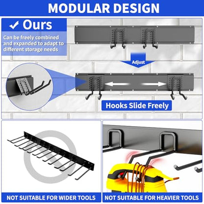 Garage Tool Organizer Wall Mount (48" - 7 Hooks)