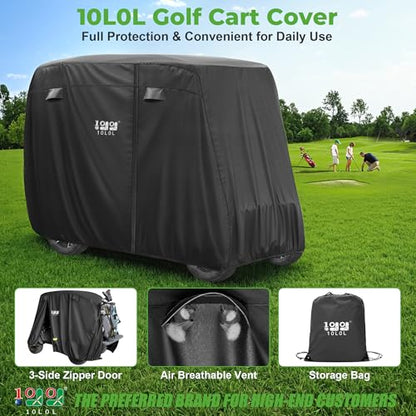 4 Passenger Golf Cart Cover for Yamaha EZGO Club Car (Black)