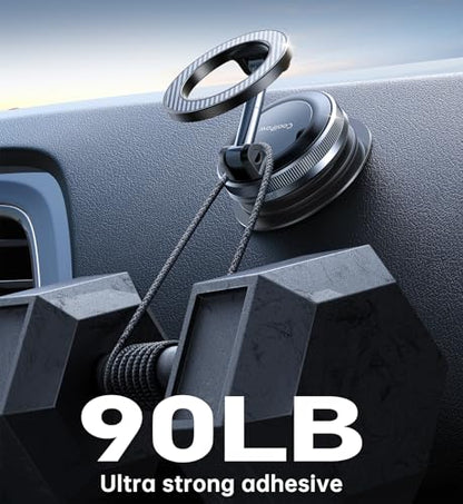 Newest Vacuum Magnetic Phone Holder for Car Phone Holder Mount【Movable Vacuum Suction】Magsafe Car Mount Cell Phone Holders for Your Car Accessories for Women Men for iPhone 17 16 (Carbon Fiber)