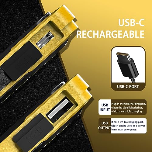 Portable Rechargeable Magnetic Work Light (USB + Solar Charging / Yellow)