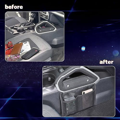 Car Interior Center Console Side Passenger Seat Gap Pocket Organizer Grab Handle Mesh Storage Bag Accessories
