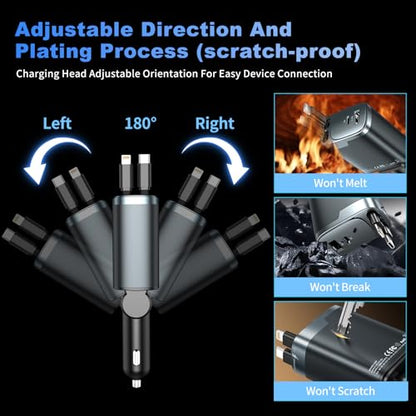84W Retractable Car Charger (1 Pack)
