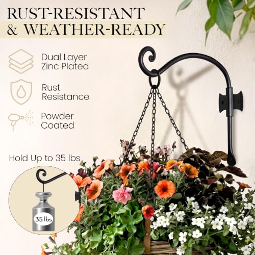 Plant Hangers Outdoor or Indoor Heavy Duty Wall Bracket Hooks (10 Inch / Axe Hooks)