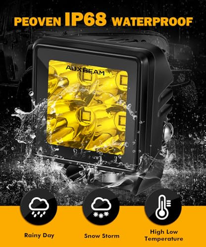 LED Pods 2 Inch Amber Fog Offroad Cube Lights Focused Spotlights (2 Inch Amber Led Light Pod（ZD000812-VES）)